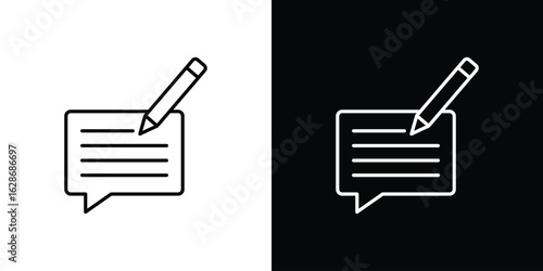 Write comment icon. Thin line customizable illustration.