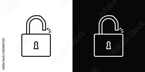 Unlock icon. Thin line customizable illustration.
