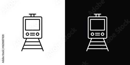 Train icon. Thin line customizable illustration.