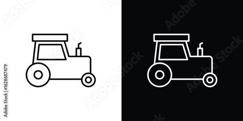 Tractor icon. Thin line customizable illustration.