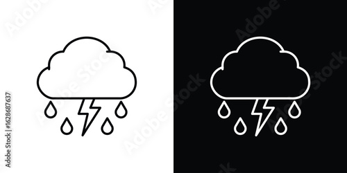 Thunderstorm icon. Thin line customizable illustration.