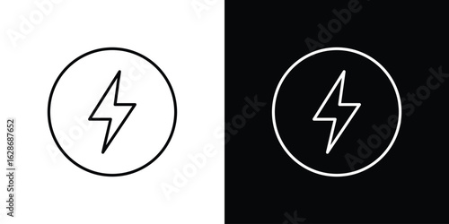 Thunder bolt icon. Thin line customizable illustration.
