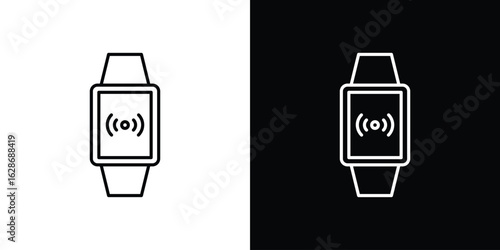 Smartwatch icon. Thin line customizable illustration.