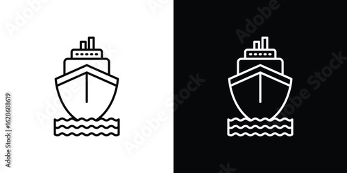 Ship icon. Thin line customizable illustration.