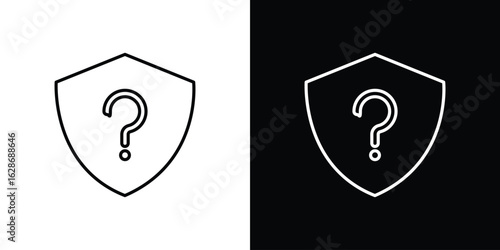 Shield interrogation icon. Thin line customizable illustration.