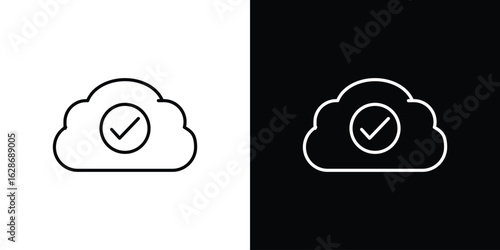 Saved to drive icon. Thin line customizable illustration.