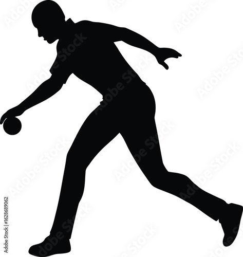 black silhouette a cricket bowler in action on whi.eps