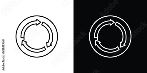 Recycle icon. Thin line customizable illustration.