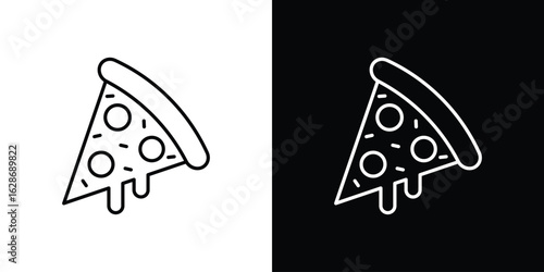Pizza slice icon. Thin line customizable illustration.