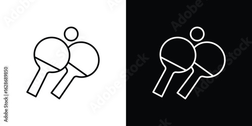 Ping pong icon. Thin line customizable illustration.
