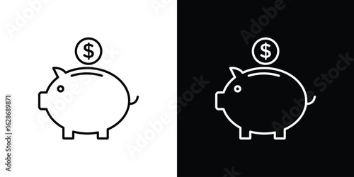 Piggy bank icon. Thin line customizable illustration.