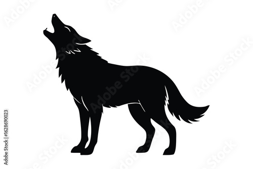 wolf howling vector icon