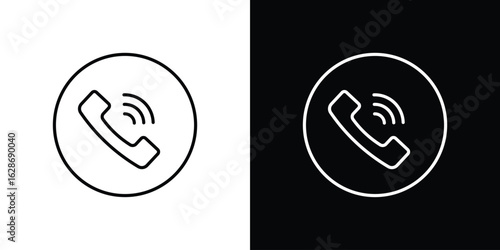 Phone call icon. Thin line customizable illustration.