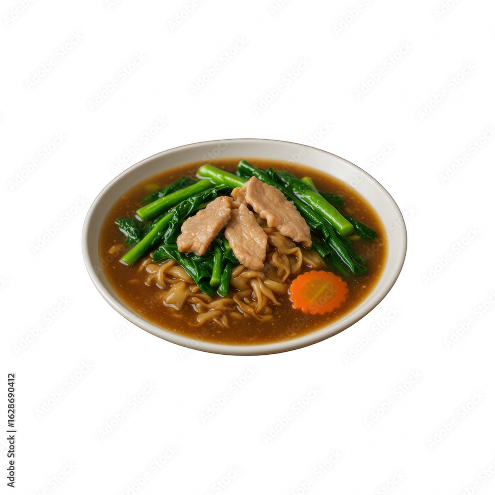 a bowl of chinese noodle soup placed against a dark background a bowl of chinese noodle soup placed against a dark background