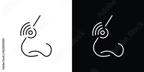 Nose pain icon. Thin line customizable illustration.