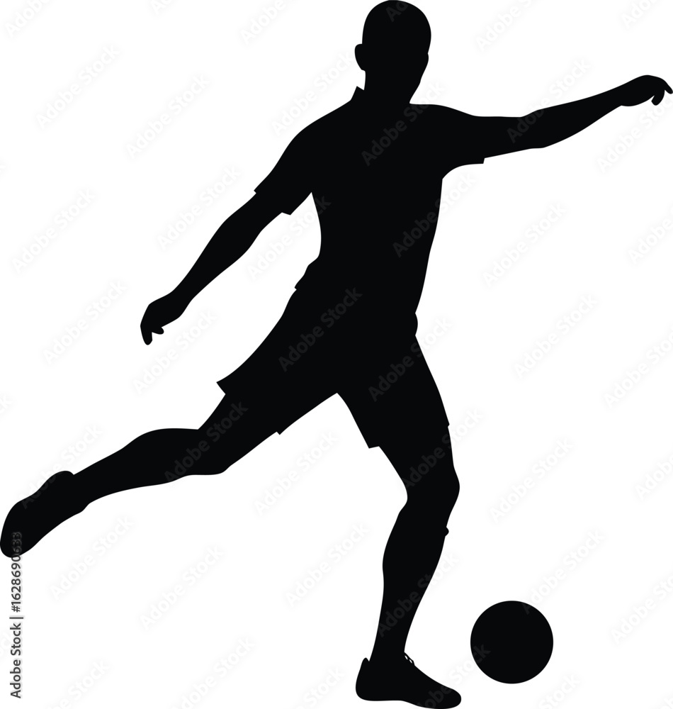 Obraz premium black silhouette a football striker shooting goal .eps