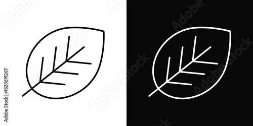 Leaf icon. Thin line customizable illustration.