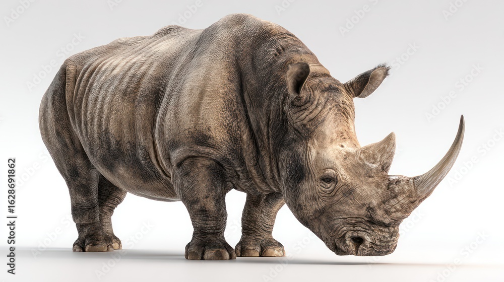 Obraz premium 3D Rhinoceros, Gray, Profile View