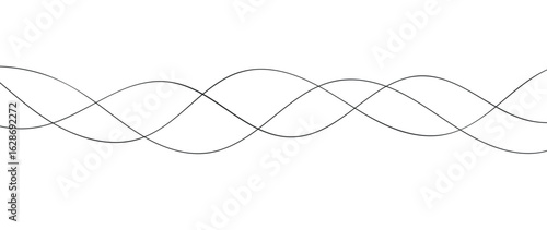 Curved black long lines pattern minimalist background. Horizontal wavy line wallpaper. Curve line art striped. Abstract wave elements.