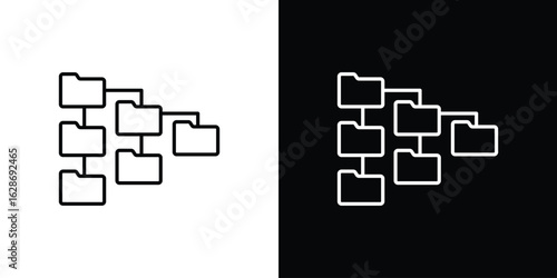 Folder tree icon. Thin line customizable illustration.