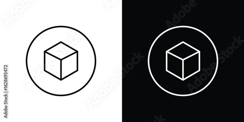 Cube icon. Thin line customizable illustration.