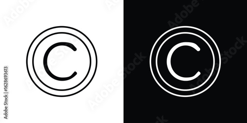 Copyright icon. Thin line customizable illustration.