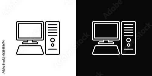 Computer icon. Thin line customizable illustration.