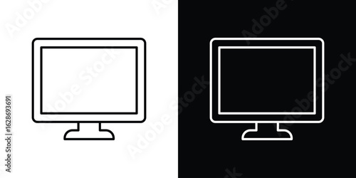 Computer screen icon. Thin line customizable illustration.