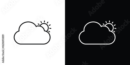 Cloud sun icon. Thin line customizable illustration.