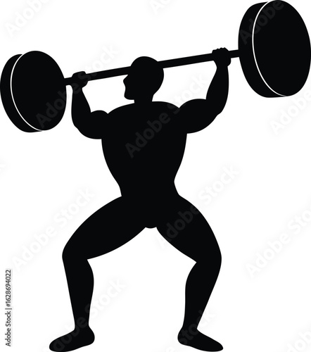 black silhouette a weightlifter lifting barbell on.eps