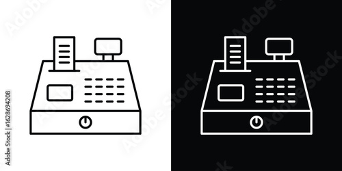 Cash register icon. Thin line customizable illustration.