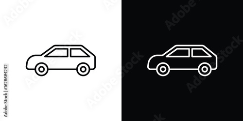 Car side view icon. Thin line customizable illustration.