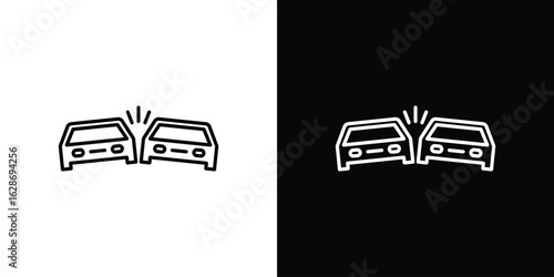 Car crash icon. Thin line customizable illustration.
