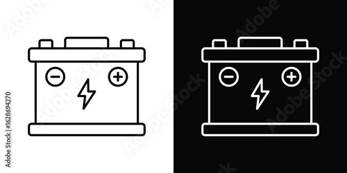 Car battery icon. Thin line customizable illustration.
