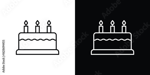 Cake birthday icon. Thin line customizable illustration.