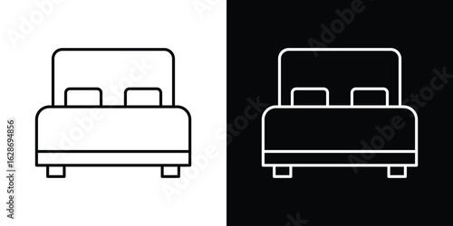 Bed icon. Thin line customizable illustration.