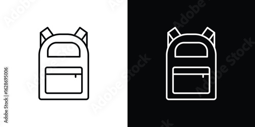 Backpack icon. Thin line customizable illustration.