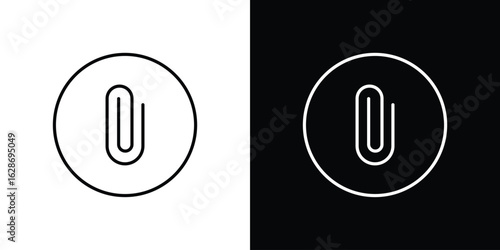 Attachment clip icon. Thin line customizable illustration.