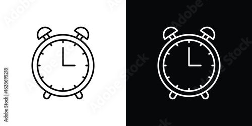 Alarm clock icon. Thin line customizable illustration.