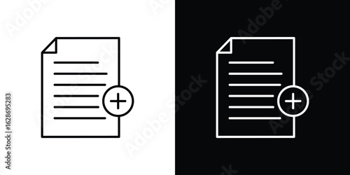 Add document icon. Thin line customizable illustration.