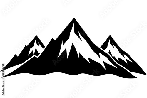 Mountain range peak landscape snow alps nature outdoor travel silhouette vector illustration