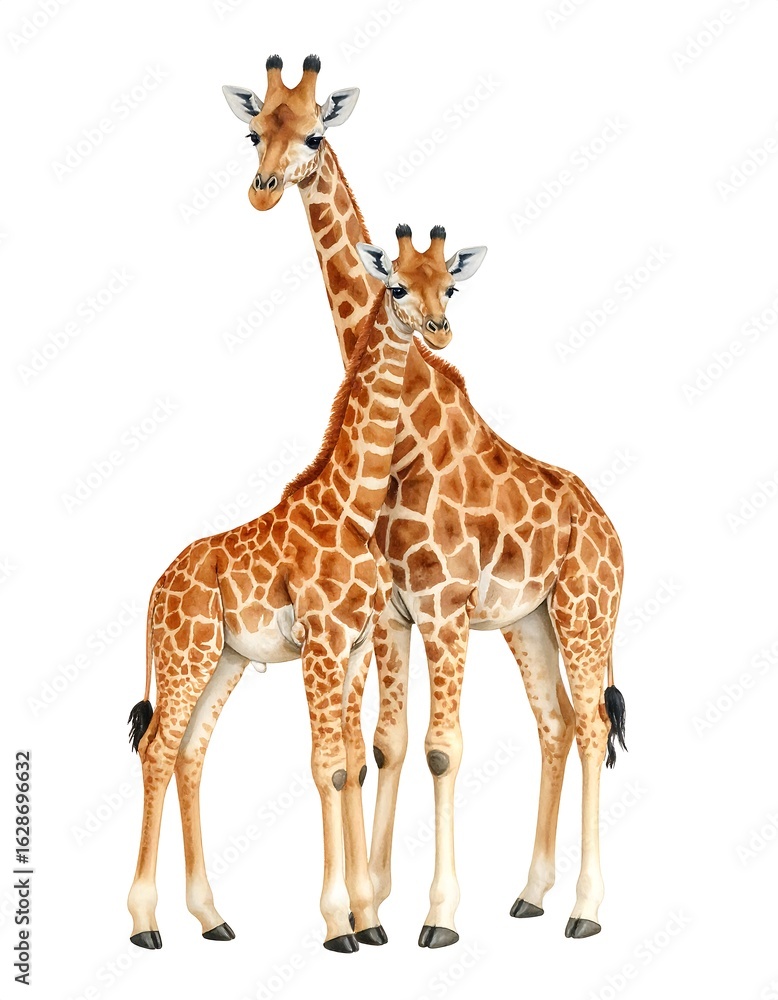 Obraz premium Two giraffes facing forward