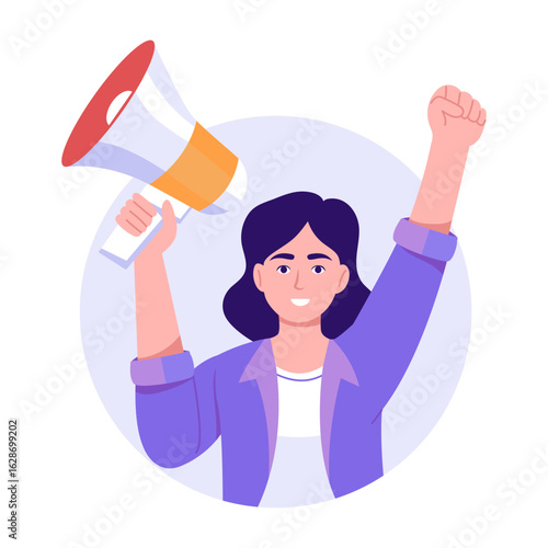 A flat style illustration showing activist