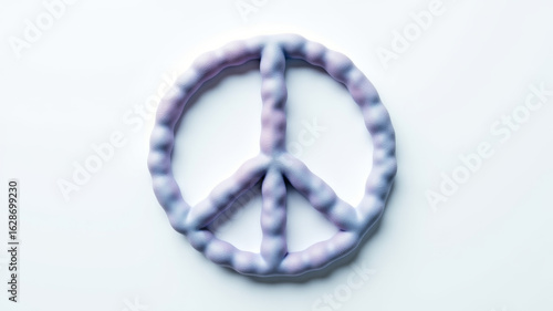 Peace symbol created using purple bacterial colonies in microbiological artwork