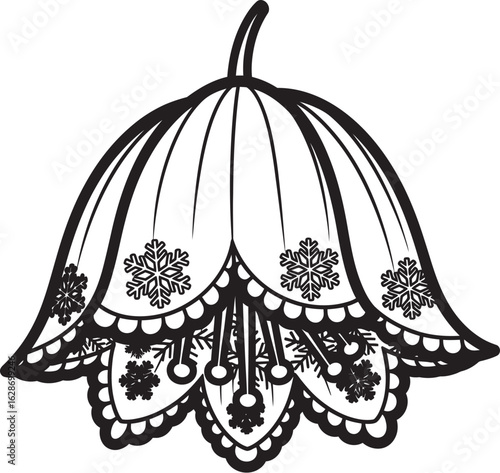 Black lace and flower silhouette vector illustration with vintage fan design