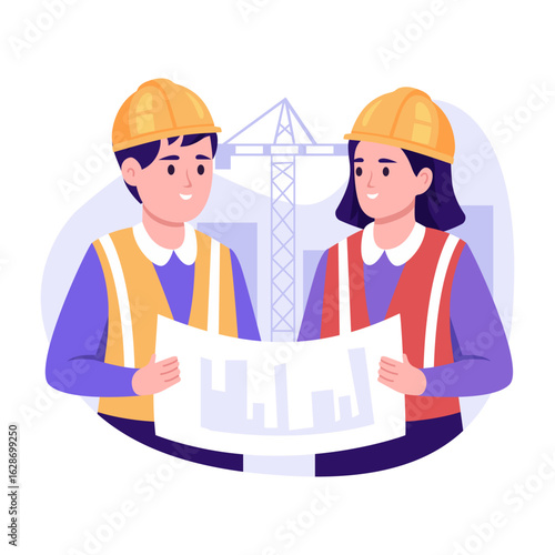 A flat style illustration depicting constructors