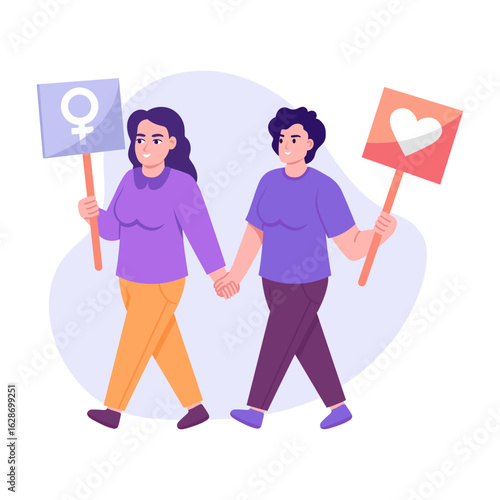 A flat style illustration depicting protest