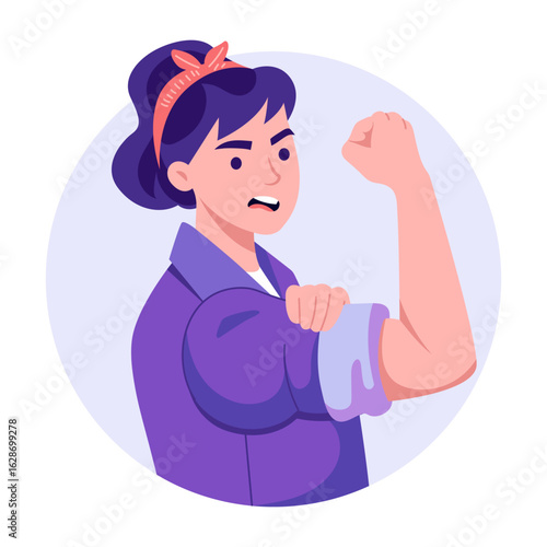 A flat style illustration showing flexing arm