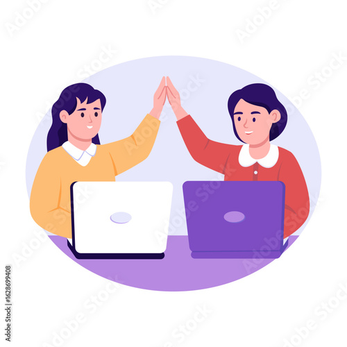 A flat style illustration showing coworkers