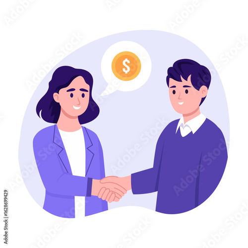 A flat style illustration depicting dealing